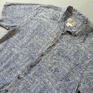 The Territory Ahead VTG Mens XL Blue Geometric Tribal Print Lyocell Rayon Shirt
